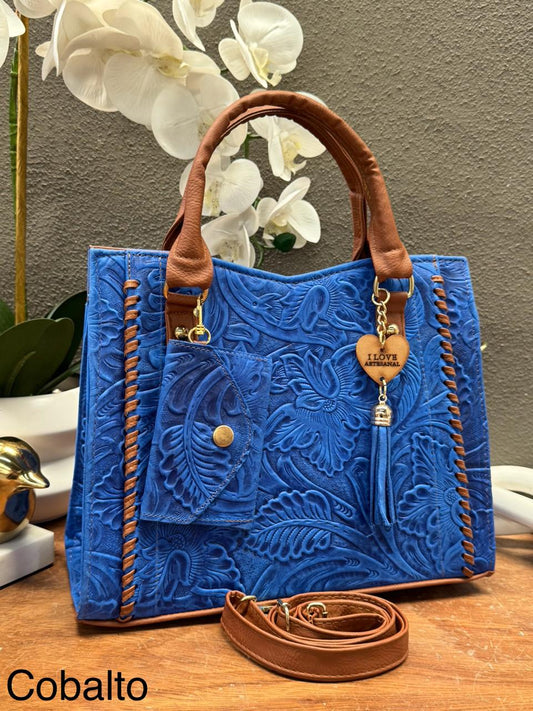 DUO CAROL PIEL CINCELADO COLOR COBALTO