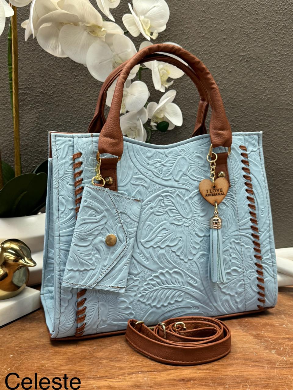 DUO CAROL PIEL CINCELADO COLOR CELESTE