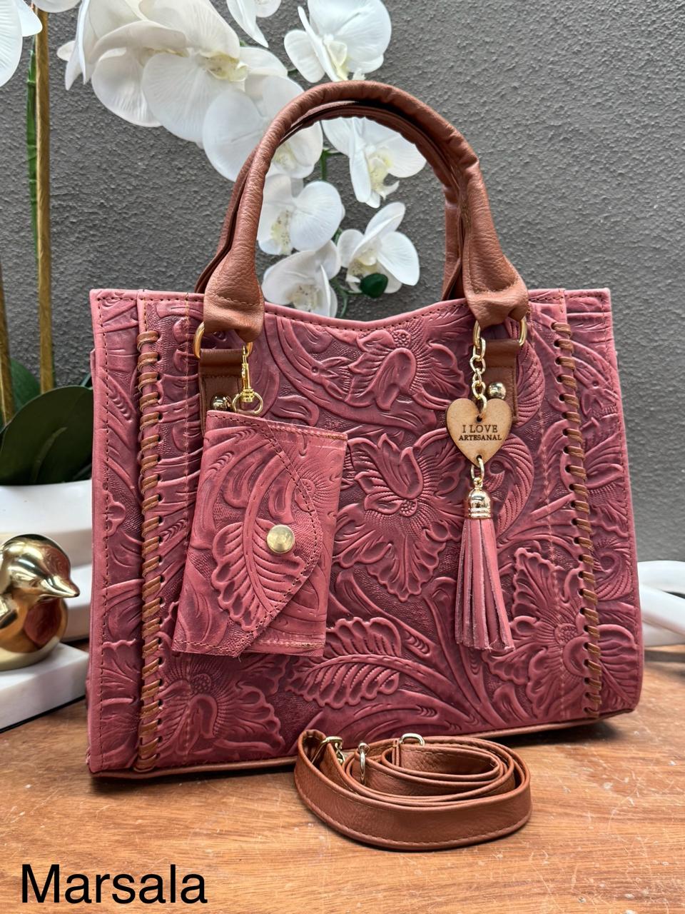 DUO CAROL PIEL CINCELADO COLOR MARSALA