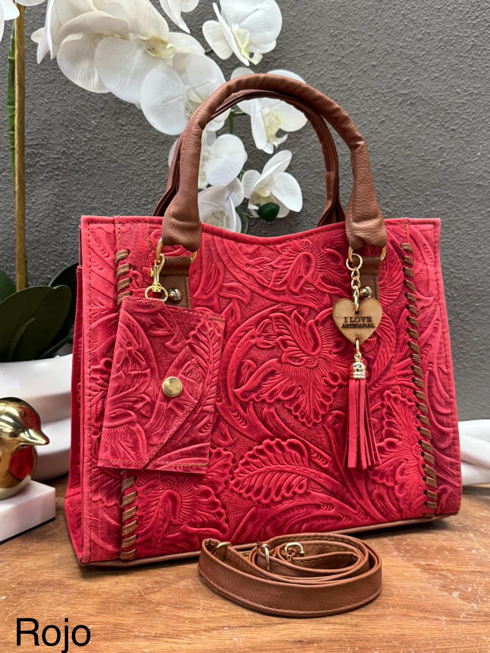 DUO CAROL PIEL CINCELADO COLOR ROJO