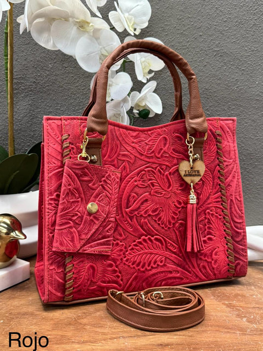 DUO CAROL PIEL CINCELADO COLOR ROJO
