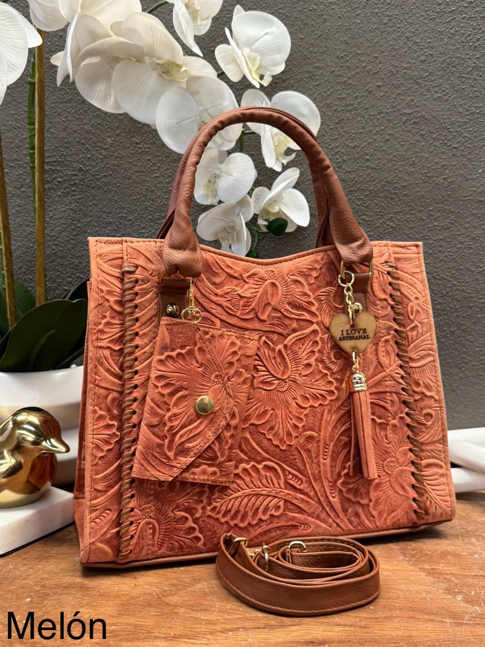 DUO CAROL PIEL CINCELADO COLOR MELON