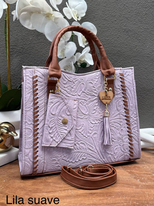 DUO CAROL PIEL CINCELADO COLOR LILA SUAVE