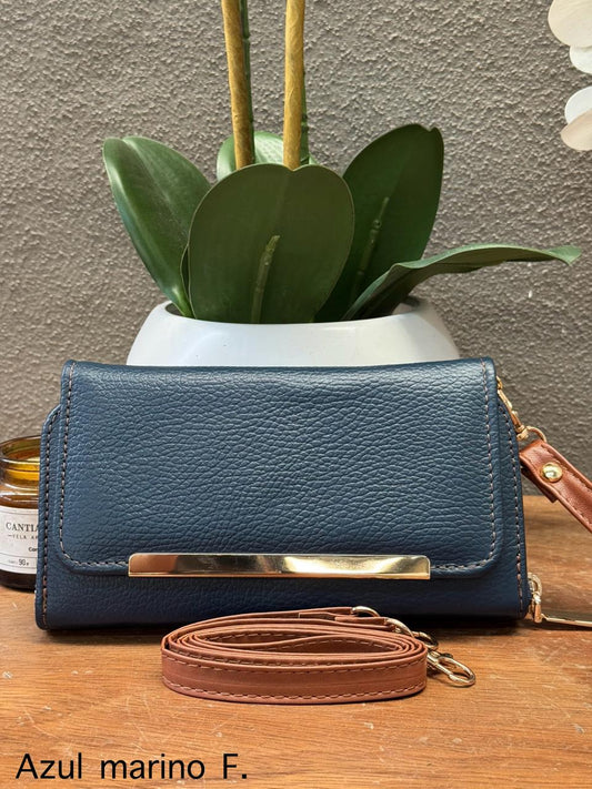 CARTERA CINCELADA ANA FLOTER AZUL MARINO