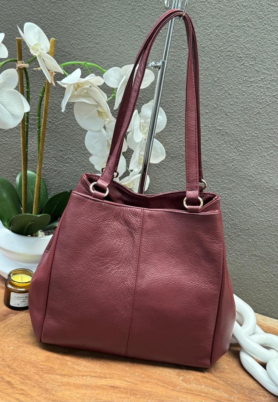 BOLSO 100% PIEL BAHAMAS VINO