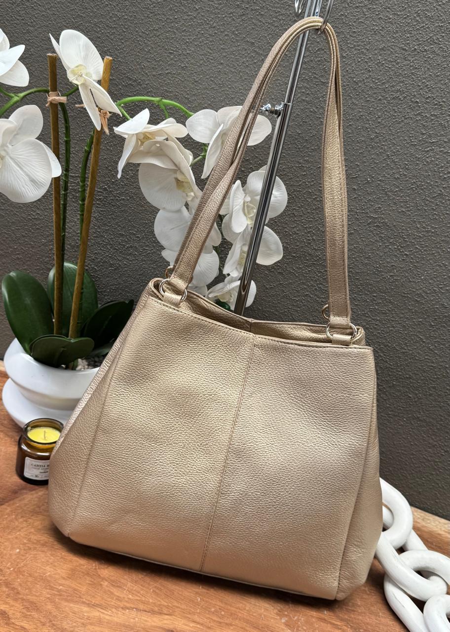 BOLSO 100% PIEL BAHAMAS ORO INGLES