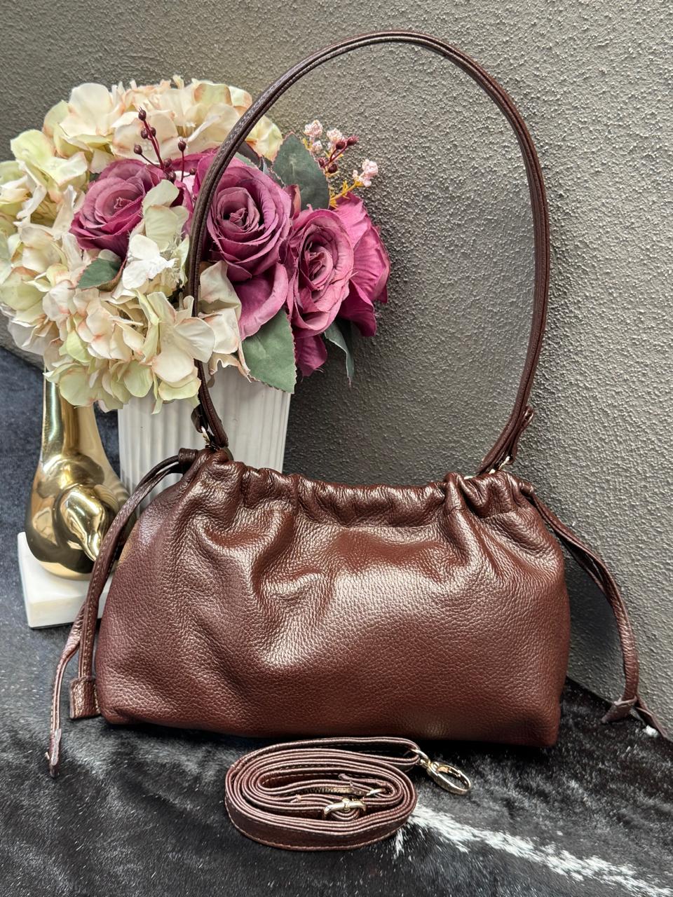 BOLSO 100% PIEL ESTONIA COLOR CAFE
