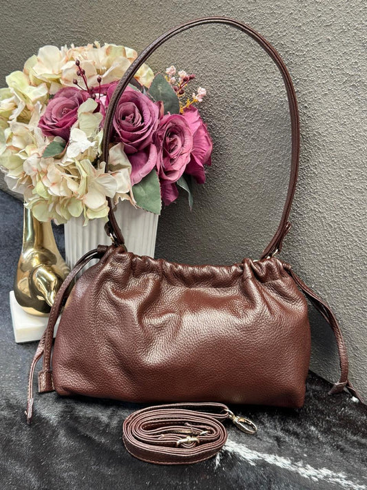 BOLSO 100% PIEL ESTONIA COLOR CAFE