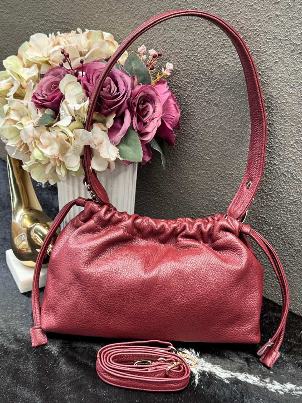BOLSO 100% PIEL ESTONIA COLOR VINO