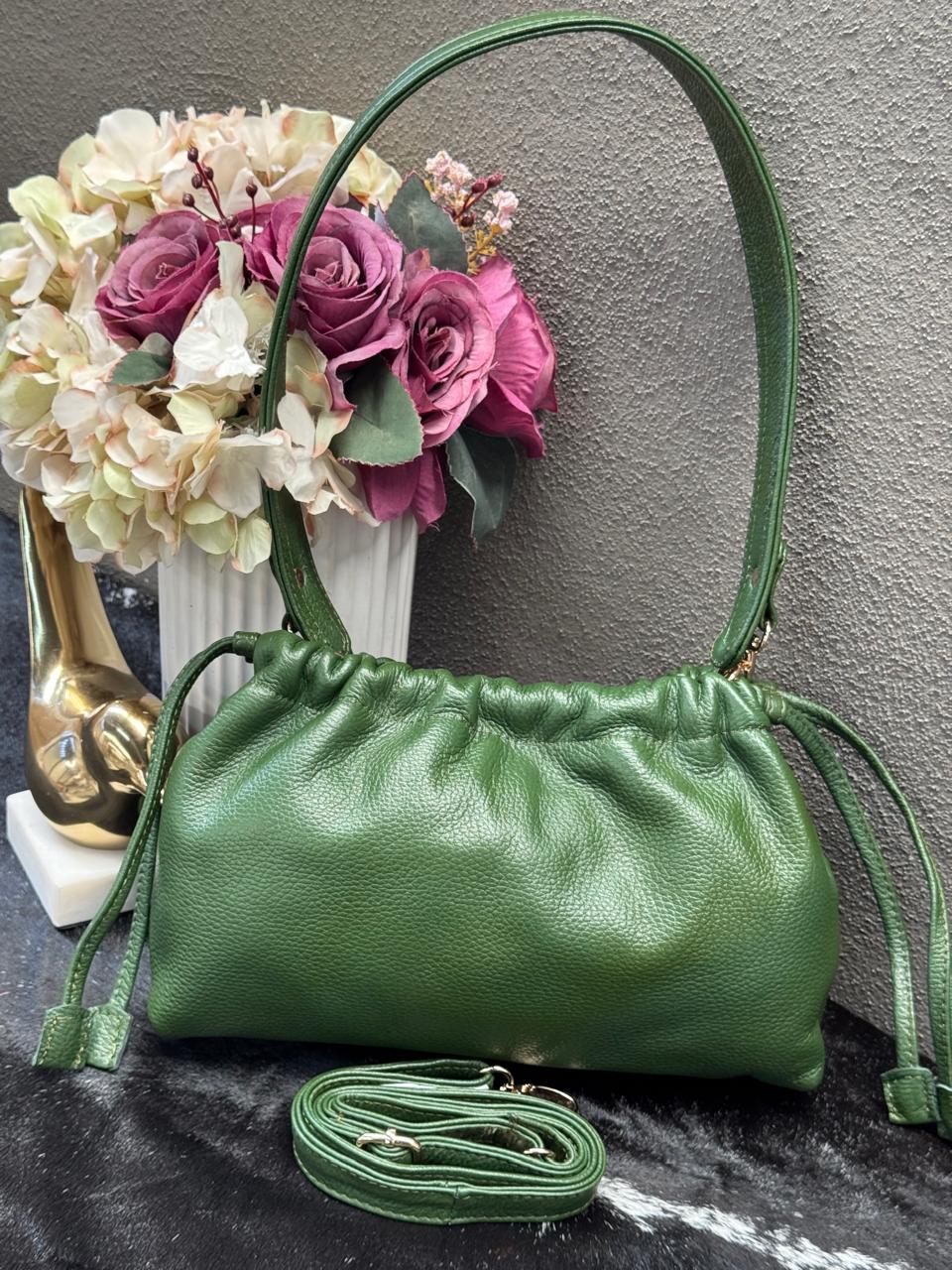 BOLSO 100% PIEL ESTONIA COLOR VERDE MILITAR