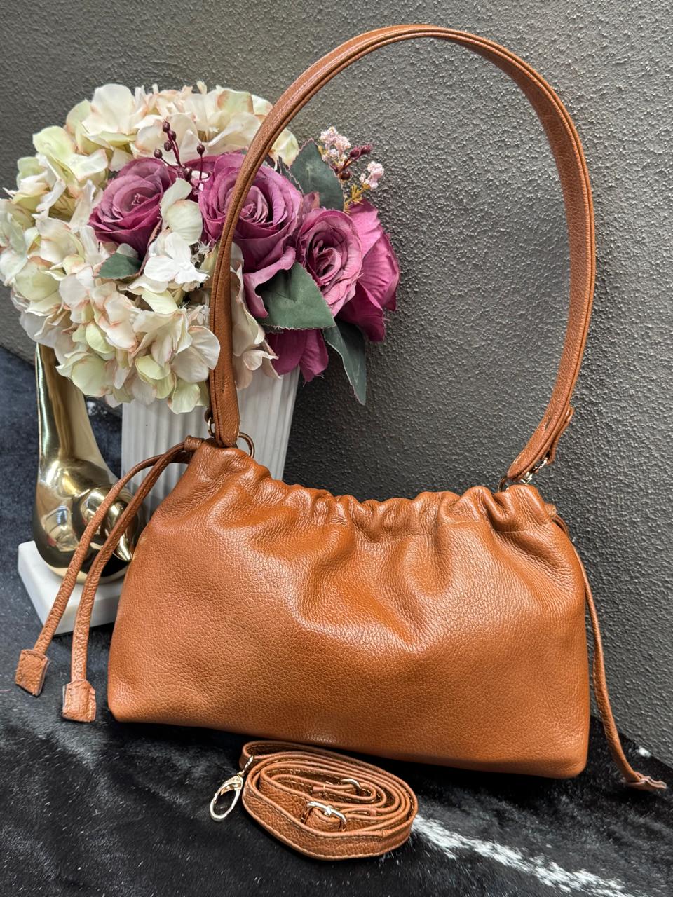 BOLSO 100% PIEL ESTONIA COLOR MIEL EFECTO