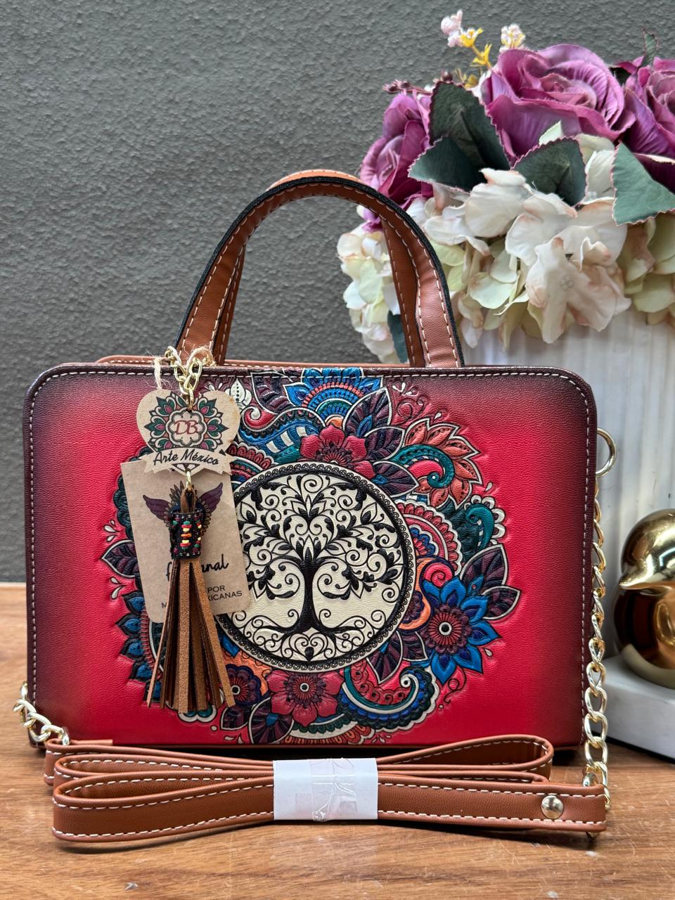 DB CROSSBODY ARBOL DE LA VIDA ROJO