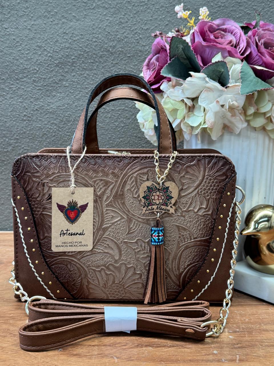 DB CROSSBODY SERATOGA FLORES MAQUILLAJE/CAMEL