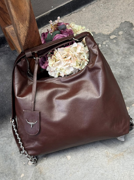 MOIRA DE PIEL COLOR CHOCOLATE H/PLATA