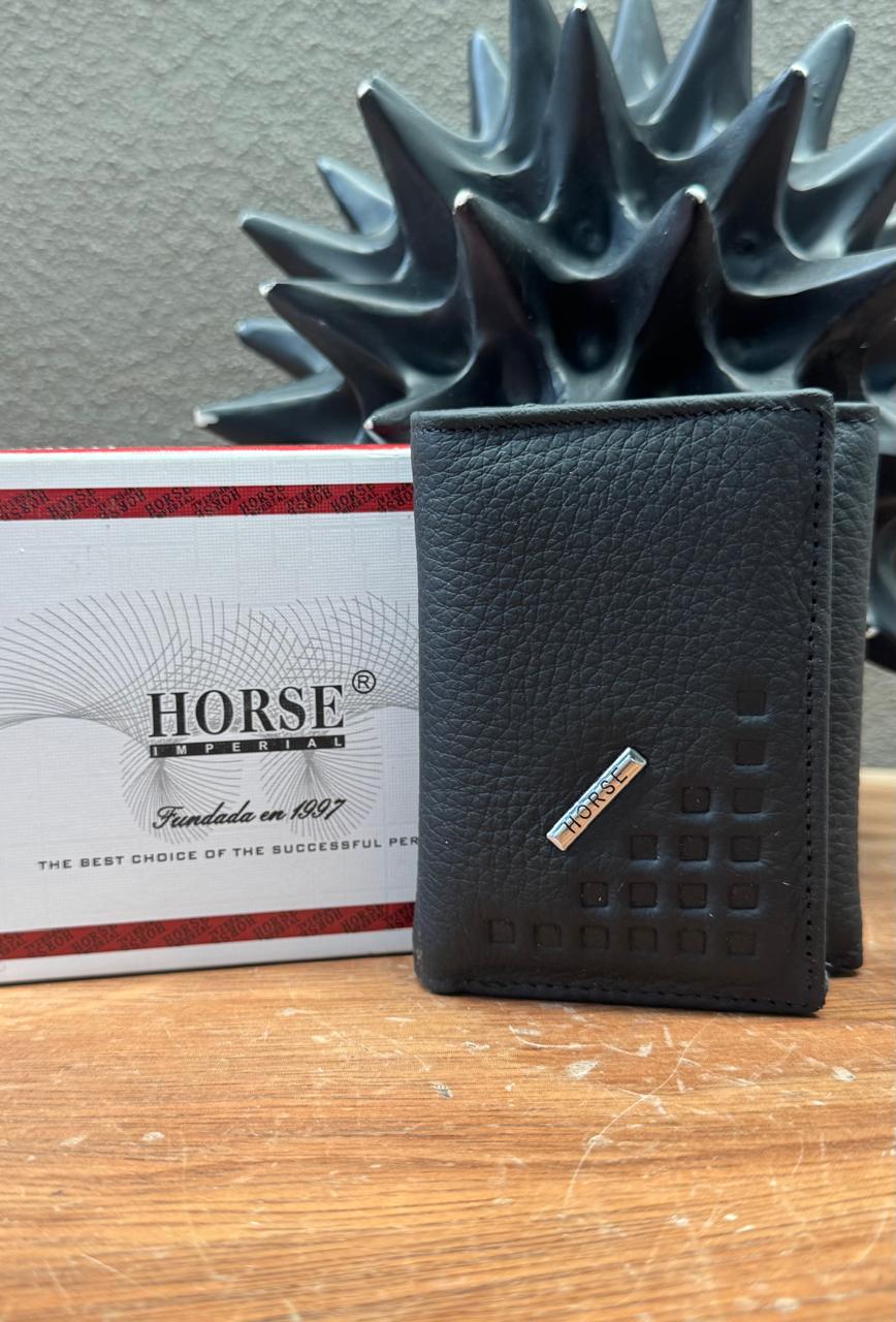 CARTERA HORSE PIEL TRIFOLD NEGRO/CAFE