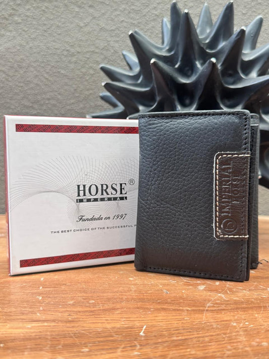 CARTERA HORSE PIEL TRIFOLD NEGRO/CAFE