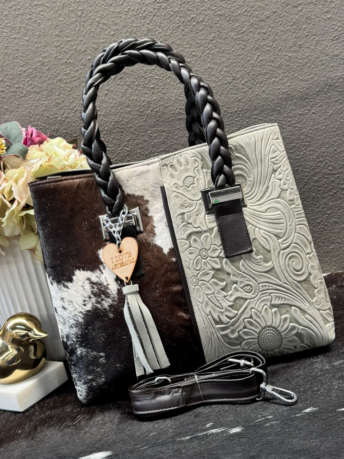 BOLSA ELIZABETH LATTE PELO VARIABLE ASAS CAFE