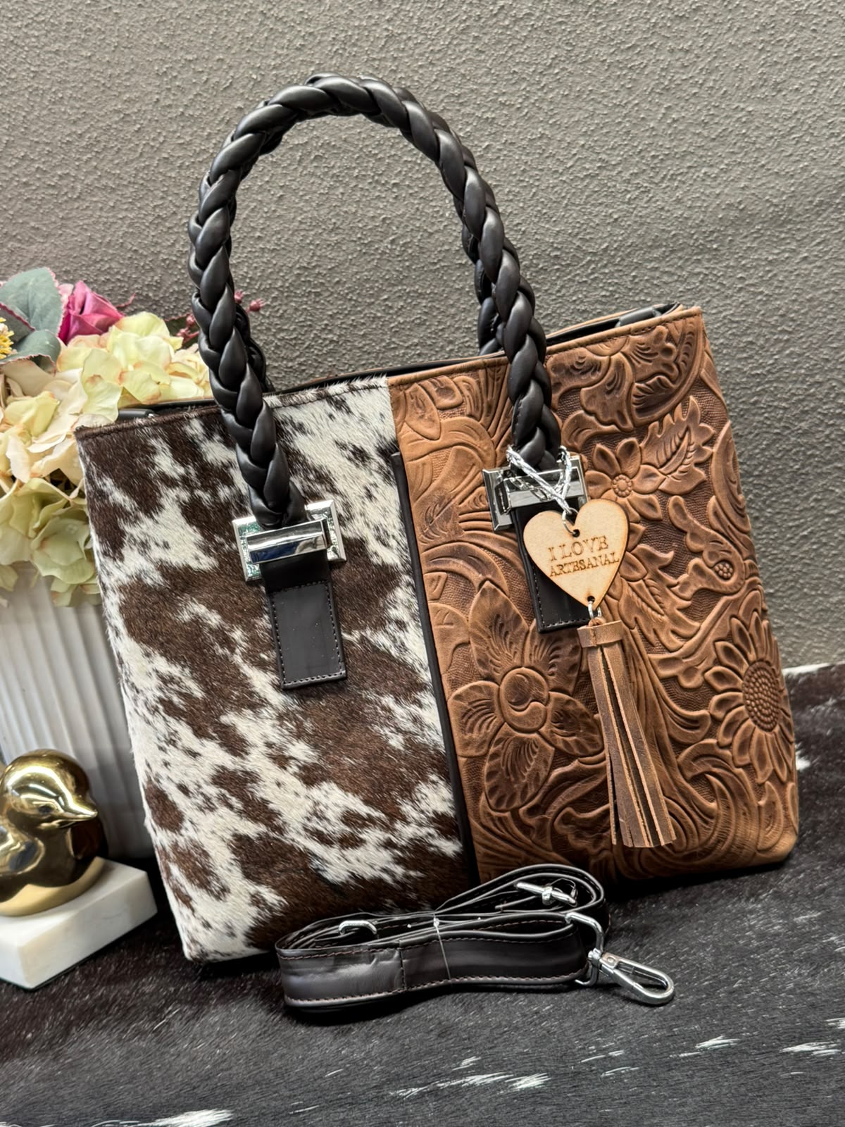 BOLSA ELIZABETH CAFE AVEJENTADO PELO VARIABLE ASAS CAFE