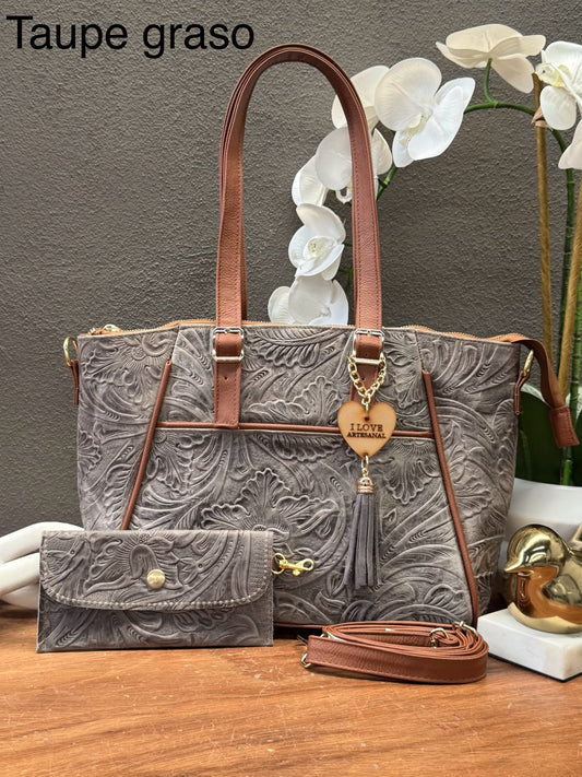 BOLSO BRIANDA COLOR TAUPE GRASO