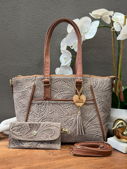 BOLSO BRIANDA COLOR TAUPE CRAZY