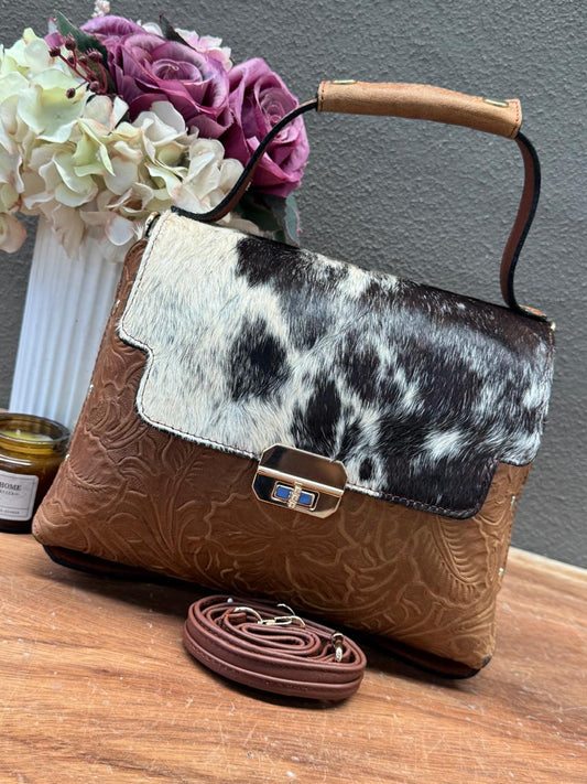 CIRCE MED TAPA PELO VARIABLE PIEL FLORES CAMEL