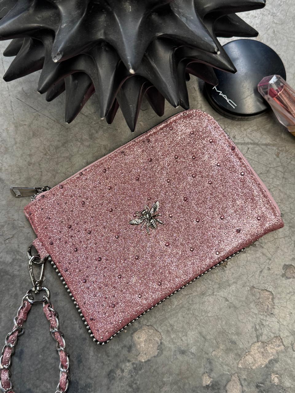 MONEDERO XL PREMIUM ROSA SATURNO H/PLATA