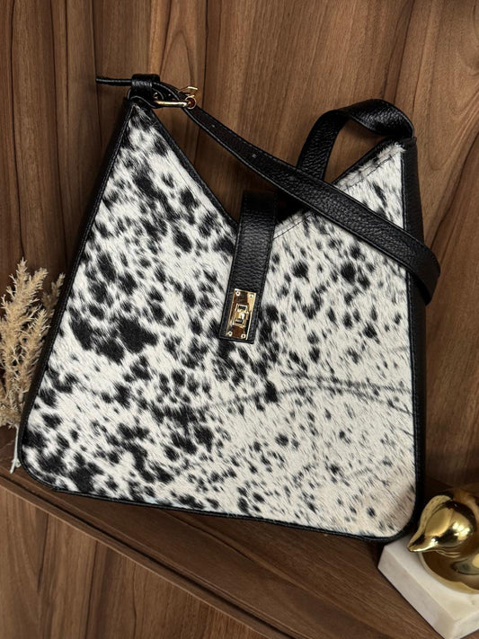BOLSO YESSENIA 100% PIEL COLOR NEGRO PELO