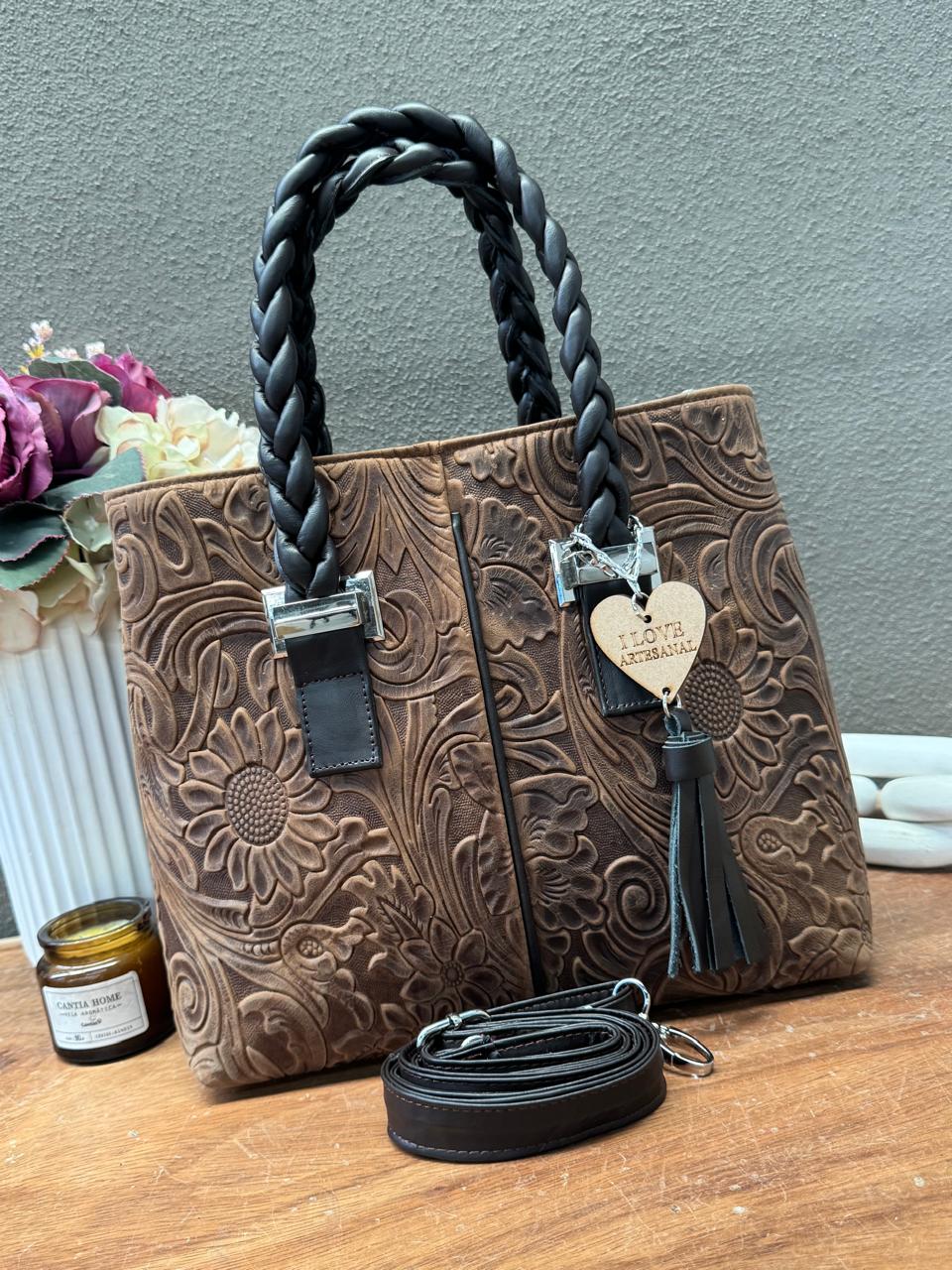 BOLSA ELIZABETH PIEL GRASO CAFE AVEJENTADO