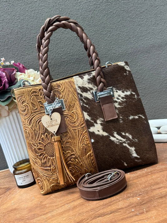 BOLSA ELIZABETH COLOR MIEL PELO VARIABLE