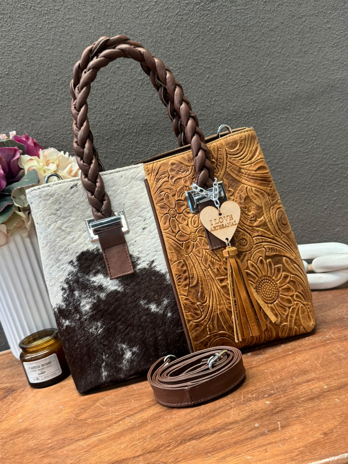 BOLSA ELIZABETH COLOR MIEL PELO VARIABLE