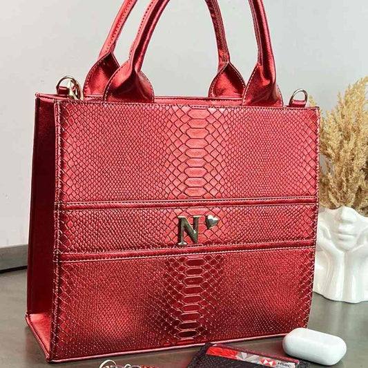 TOTE CLASICA MEDIANA ROJO METALICO