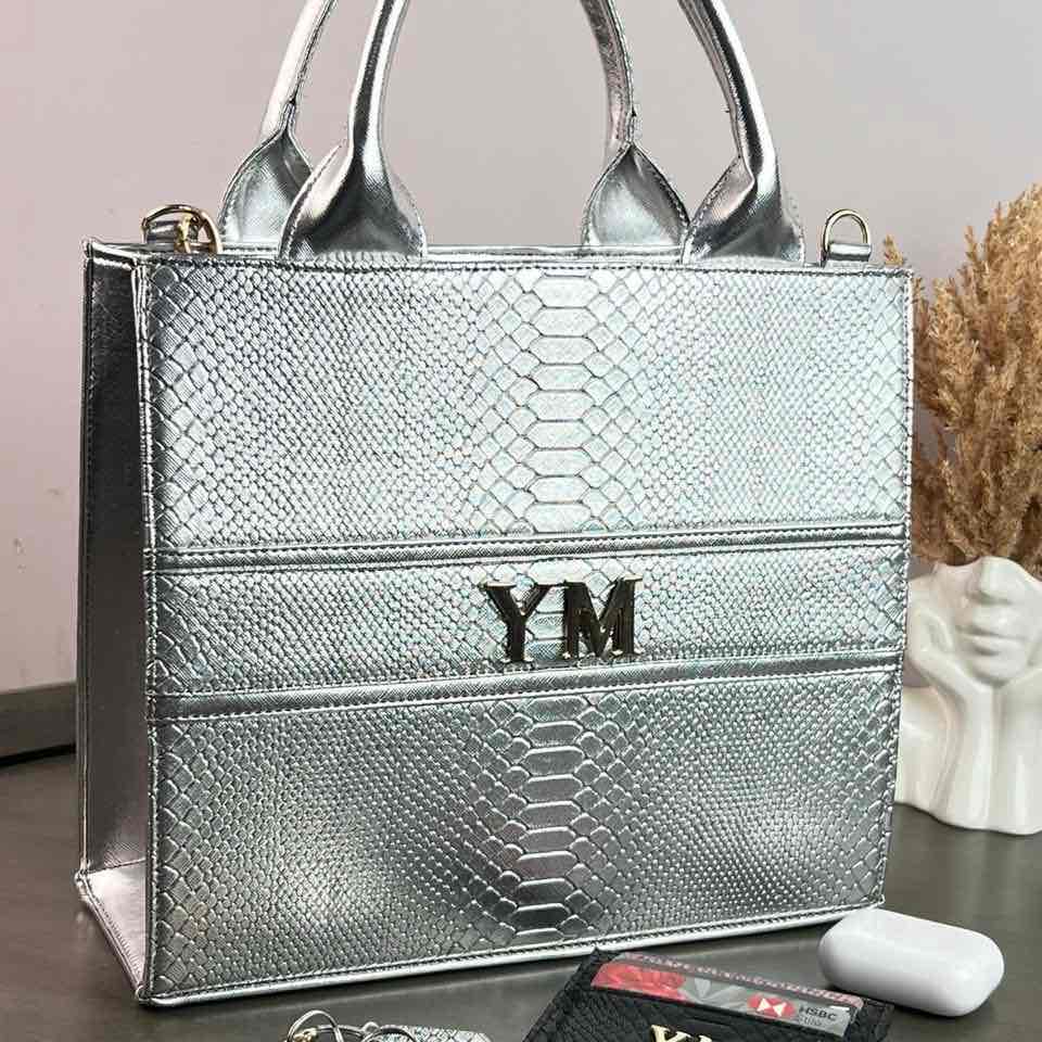 TOTE CLASICA MEDIANA PLATA METÁLICO