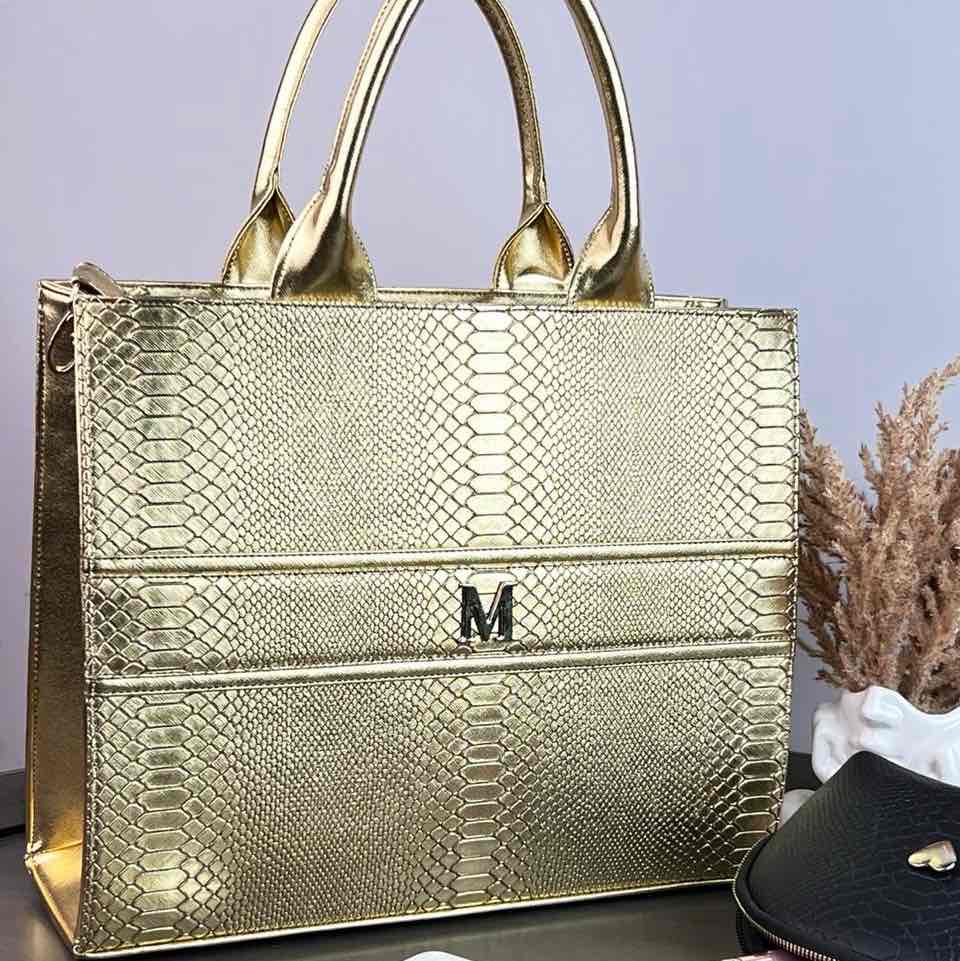 TOTE CLASICA GDE DORADO METÁLICO
