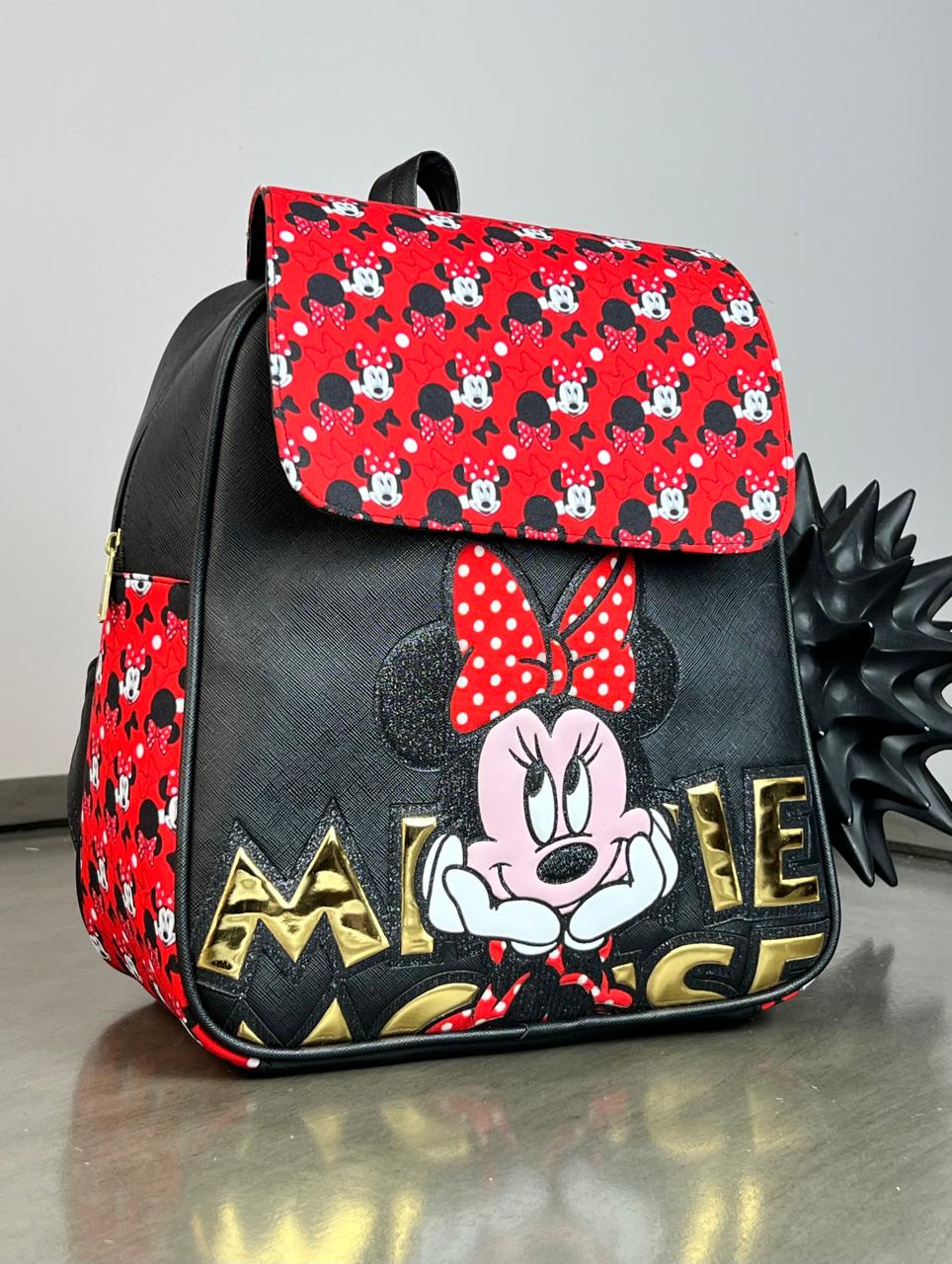 MOCHILA PERSONAJE MINNIE NEGRO-DORADO