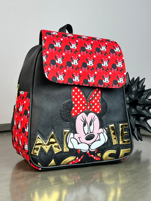 MOCHILA PERSONAJE MINNIE NEGRO-DORADO