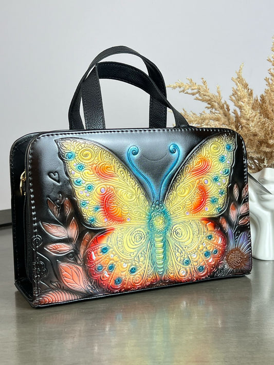 MAOMA CROSSBODY NEGRO MARIPOSA AMARILLO NARANJA