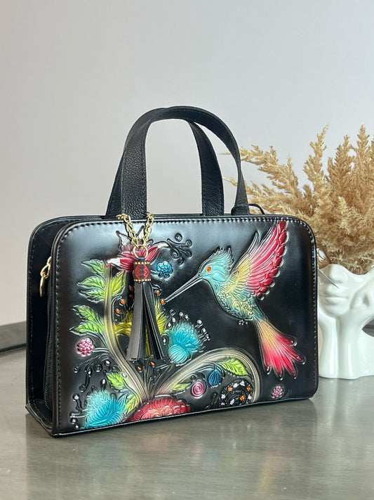 MAOMA CROSSBODY NEGRO COLIBRI AZUL ROJO