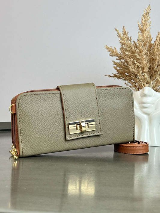 CARTERA PIEL BROCHE LISA ACEITUNA