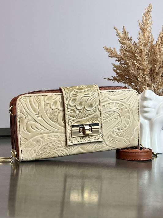 CARTERA PIEL BROCHE ARENA VERDE