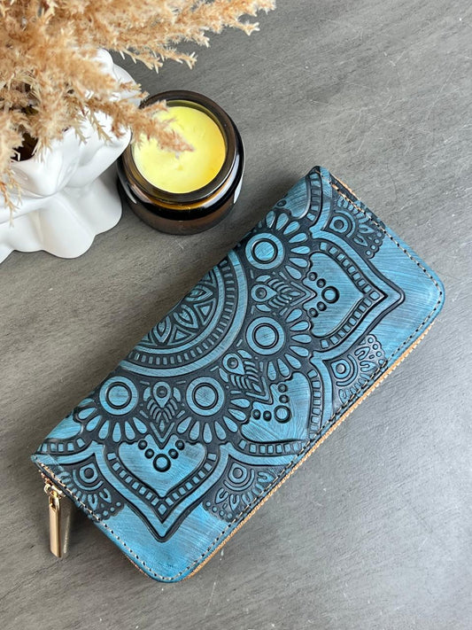 CARTERA 1 CIERRE MANDALA AZUL ELECTRICO