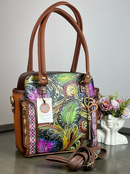 MOD. DOMDAR HELEN GRABADO FLORES NEGRO COLORES