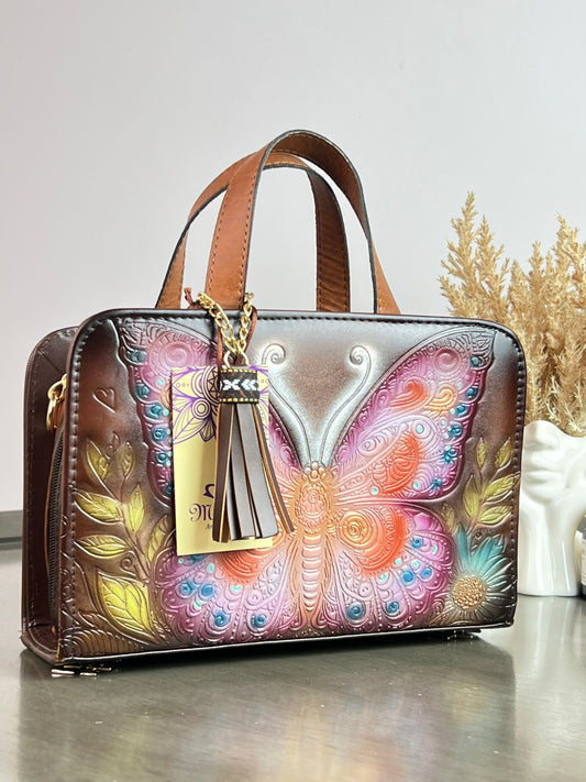 MAOMA CROSSBODY CAMEL MARIPOSA ROSA NARANJA