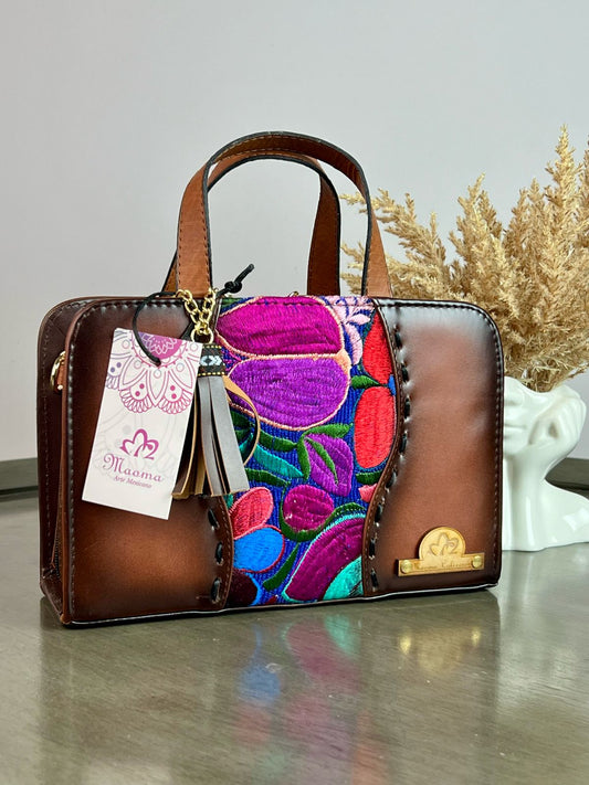 MAOMA CROSSBODY CAMEL BORDADO TULIPAN MORADO