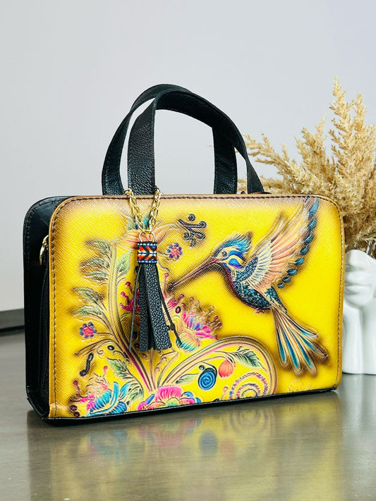 MAOMA CROSSBODY AMARILLO COLIBRÍ AZUL