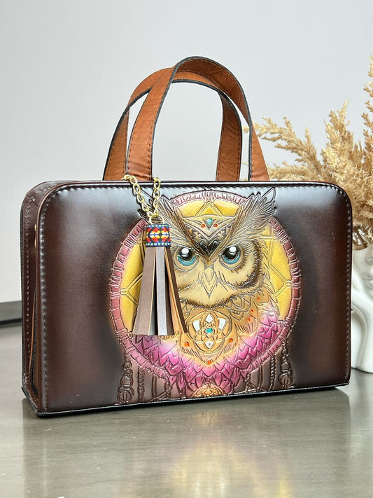 MAOMA CROSSBODY CAFE BUHO AMARILLO ROSA