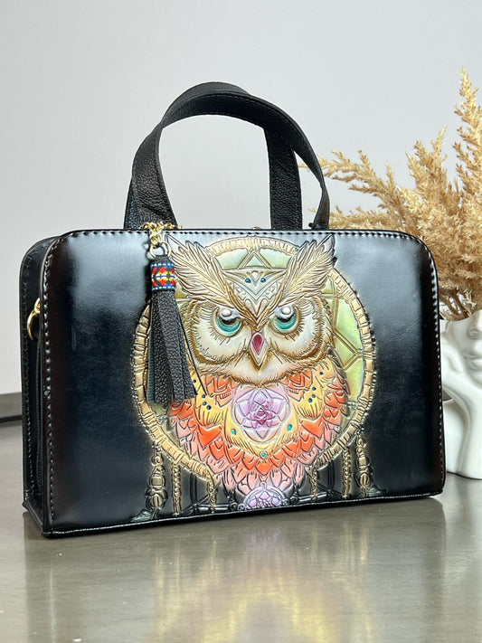 MAOMA CROSSBODY NEGRO BUHO VERDE NARANJA