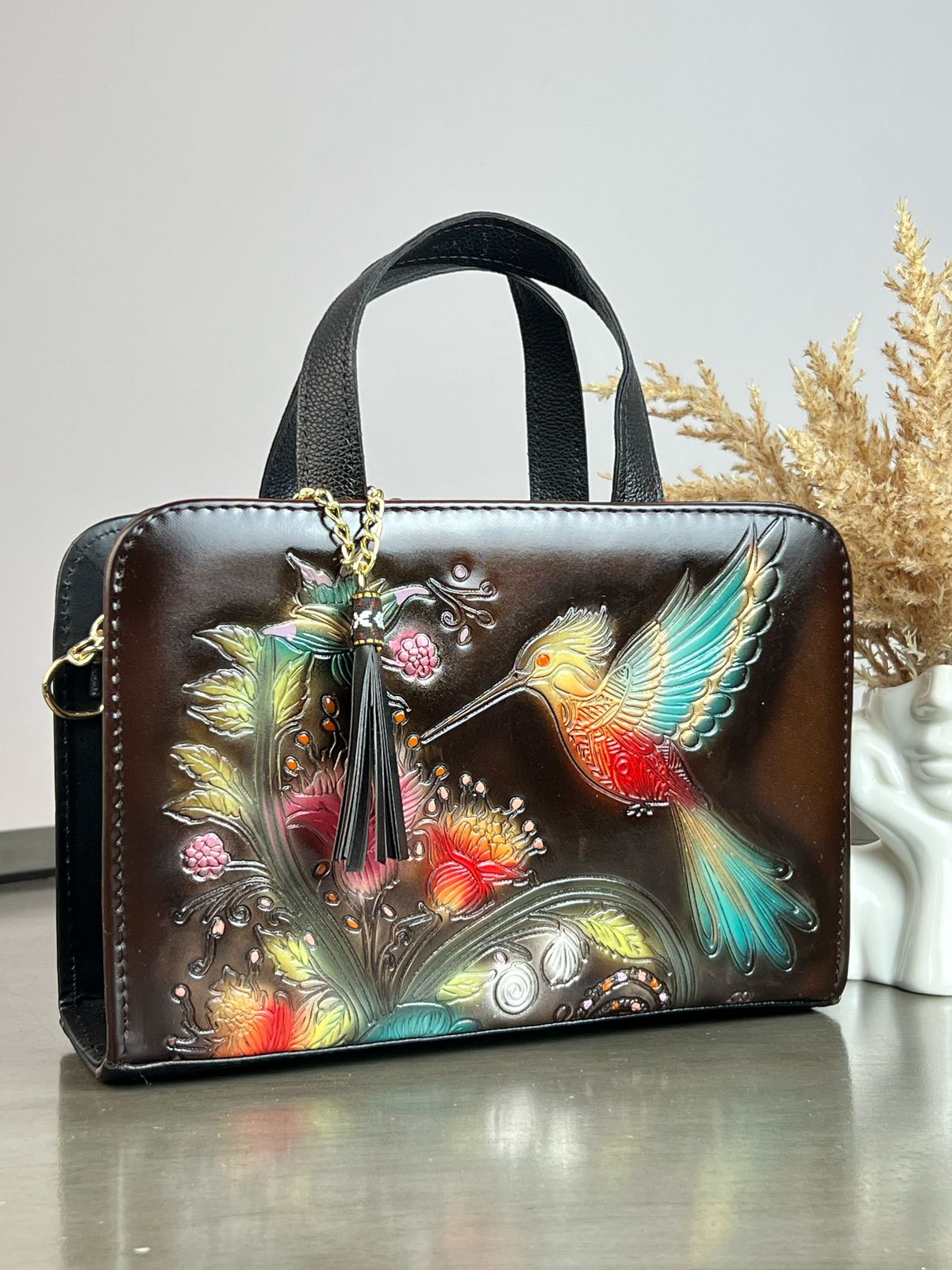 MAOMA CROSSBODY CAFE COLIBRÍ ROJO AZUL