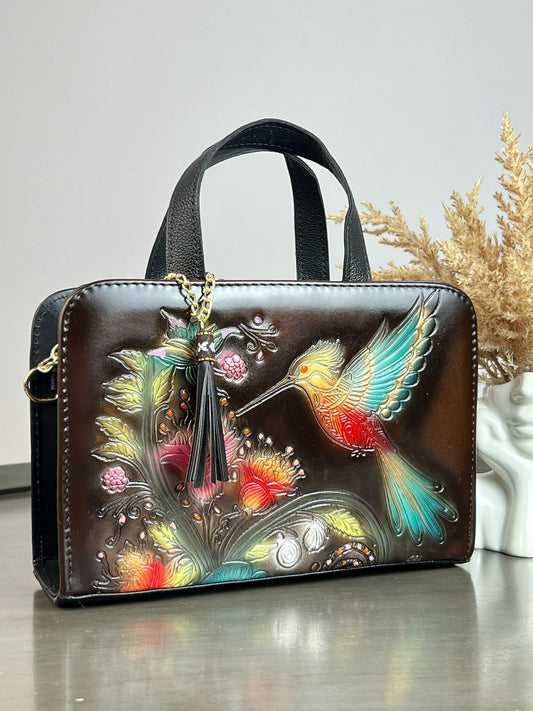 MAOMA CROSSBODY CAFE COLIBRÍ ROJO AZUL