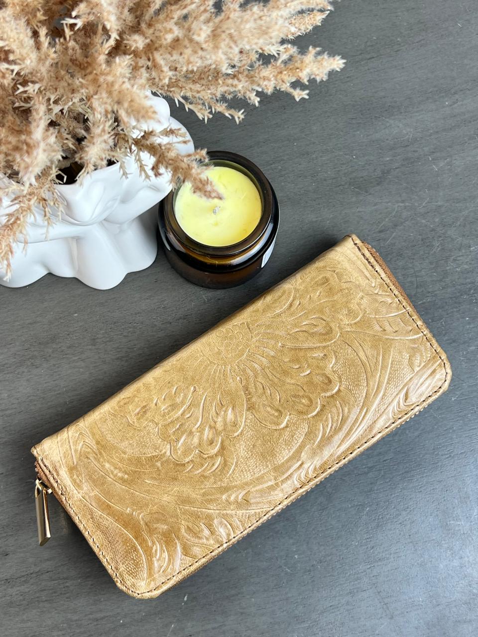 CARTERA 1 CIERRE FLORES MIEL VINTAGE