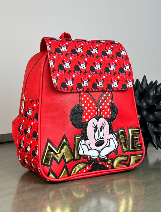 MOCHILA PERSONAJE MINNIE ROJO-DORADO